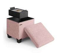 STORAGEBUD ottomano con contenitore per soggiorno, 38,1 cm, piccolo ottomano, poggiapiedi, poggiapiedi riccio max 150 kg, rosa