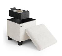 STORAGEBUD ottomano con contenitore per soggiorno, 38,1 cm, piccolo ottomano, poggiapiedi, poggiapiedi riccio max 150 kg, bianco
