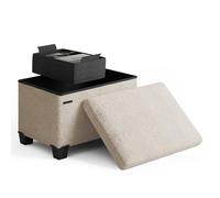 STORAGEBUD Ottomano con contenitore per soggiorno, cubo di stoccaggio da 40,6 cm, piccolo ottomano poggiapiedi, poggiapiedi riccio ottomano Max 150 kg, beige