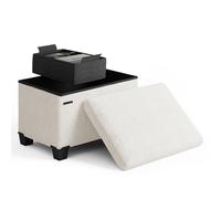 STORAGEBUD Ottomano con contenitore per soggiorno, cubo di stoccaggio da 40,6 cm, piccolo ottomano poggiapiedi riccio ottomano max 150 kg, bianco