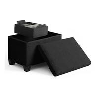 STORAGEBUD Ottomano con contenitore per soggiorno, cubo di stoccaggio da 40,6 cm, piccolo ottomano poggiapiedi, poggiapiedi riccio ottomano max 150 kg, nero