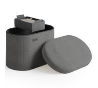 StorageBud ottomano rotondo con contenitore per soggiorno, 45,7 cm, piccolo ottomano, poggiapiedi, poggiapiedi in fibbia, pouf ottomano max 150 kg, grigio