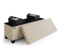 Panca ottomana con contenitore, 100 cm, per camera da letto, grande poggiapiedi ottomano con contenitori, ottomana beige con contenitore per soggiorno, panca con spazio di archiviazione max 299,4 kg,