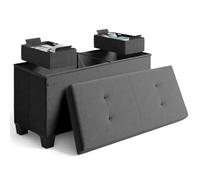 STORAGEBUD Panca ottomana con contenitori, panca portaoggetti da 76,2 cm, per camera da letto, poggiapiedi pieghevole, per soggiorno, max 299,4 kg, pouf in velluto, grigio