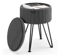 StorageBud Pouf In Velluto Pieghettato, Sgabello Moderno Per Soggiorno & Nero