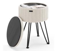 StorageBud Pouf In Velluto Pieghettato, Sgabello Moderno Per Soggiorno & Nero