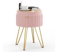 StorageBud Pouf In Velluto Pieghettato, Sgabello Moderno Per Soggiorno & Nero