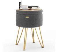 StorageBud Rotondo Ottomano con Contenitore, Bouclé Poggiapiedi, Vanità & Trucco