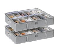 StorageWorks Organizzatore per scarpe da sotto il letto - Contenitore con divisori regolabili per 24 paia, Scatola per scarpe con coperchio, risparmio spazio - Colore grigio, confezione da 2
