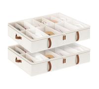 StorageWorks Organizzatore per scarpe da sotto il letto - Contenitore con divisori regolabili per 24 paia, Scatola per scarpe con coperchio, risparmio spazio - Colore beige, confezione da 2
