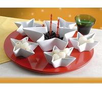 STORE BRANDANI® gift group Ufficiale ANTIPASTIERA STELLE GIREVOLE SET 6 PZ ROSSA PORCELLANA +
