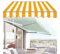 Store de Balcon avec Bras ArticuléS, Bras ArticuléS En Aluminium Renforcé, Installazione InclinéE Et Longueur RéGlable, Store Banne Est ÉTanche et RéSistant Aux UV YellowAndWhiteStripes-2x1.5m