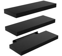 STOREMIC Scaffale da Parete Nero, scaffale da Parete in Legno, 3 Livelli, Molto Bello, con Lunghezza 38 cm, per Camera da Letto, Ufficio, Soggiorno, ECC