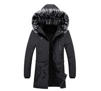 Storerine - Piumino invernale da uomo, caldo, parka, con cappuccio, pelliccia, a maniche lunghe, con cerniera, taglia L, 3XL, Nero , XL