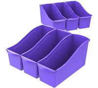Storex Grande cestino per libri, organizer in plastica ad incastro per casa, ufficio e classe, viola, confezione da 6 (71103A06C)