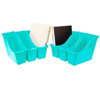 Storex Piccolo cestino per libri - Organizer in plastica ad incastro per casa, ufficio e classe, color foglia di tè, confezione da 6 (71114C06C)