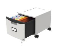 Storex Raccoglitore a un cassetto in plastica - Organizer per documenti con serratura con ruote, per casa e ufficio, grigio, 1 confezione (61266A01C)