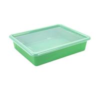 Storex Vassoio piatto con coperchio, formato lettera, 25,4 x 33 x 7,6 cm, verde, confezione da 5