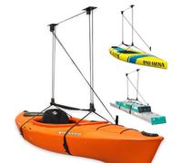 StoreYourBoard Paranco a soffitto per kayak e canoa - Rack di stoccaggio per garage per kayak, canoe e attrezzatura da paddle - Sistema di puleggia resistente per montaggio a soffitto per interni