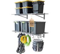 StoreYourBoard Scaffalatura per garage da parete, 2 x 4, resistente, per garage, 2 pezzi, 61 cm di profondità x 118 cm di lunghezza, in acciaio, montaggio a parete con ganci, 90,7 kg ciascuna, 181,4