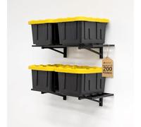 StoreYourBoard Scaffali da parete per garage, confezione da 2 - 3,5 x 5,1 m, scaffalature da parete per garage, capacità 45,4 kg ciascuna, ripiani resistenti, colore nero