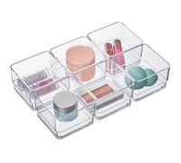 STORi SimpleSort - Set di 6 organizer impilabili trasparenti per cassetti, vassoi quadrati da 7,6 x 7,6 x 5,1 cm, piccoli contenitori per trucchi e divisori per cassetti da scrivania, realizzati negli