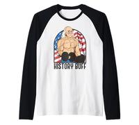 Storia Buff Benjamin Franklin Body Builder Meme 4 luglio Maglia con Maniche Raglan