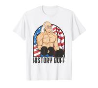 Storia Buff Benjamin Franklin Body Builder Meme 4 luglio Maglietta con Stampa Grafica Economica