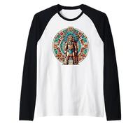 Storia della Statua del Guerriero Azteco e Calendario Maya del Messico Maglia con Maniche Raglan