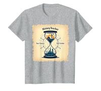 Storia Insegnante Viaggiatore Tempo Clessidra Vintage Avvent Maglietta, Bambini, Grigio Melange, 3 Anni