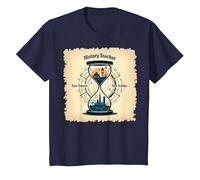 Storia Insegnante Viaggiatore Tempo Clessidra Vintage Avvent Maglietta, Bambini, Navy, 2 Anni