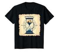 Storia Insegnante Viaggiatore Tempo Clessidra Vintage Avvent Maglietta, Bambini, Nero, 3 Anni