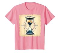 Storia Insegnante Viaggiatore Tempo Clessidra Vintage Avvent Maglietta, Bambini, Rosa, 6 Anni