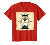 Storia Insegnante Viaggiatore Tempo Clessidra Vintage Avvent Maglietta, Bambini, Rosso, 2 Anni