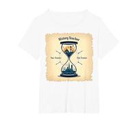 Storia Insegnante Viaggiatore Tempo Clessidra Vintage Avvent Maglietta, Donna Plus-Size, Bianco, 1X