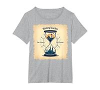 Storia Insegnante Viaggiatore Tempo Clessidra Vintage Avvent Maglietta, Donna Plus-Size, Grigio Melange, 1X
