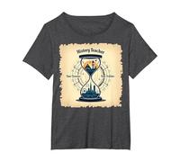 Storia Insegnante Viaggiatore Tempo Clessidra Vintage Avvent Maglietta, Donna Plus-Size, Grigio Scuro, 1X