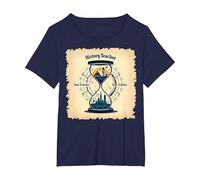 Storia Insegnante Viaggiatore Tempo Clessidra Vintage Avvent Maglietta, Donna Plus-Size, Navy, 1X