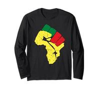 Storia Nera Camicia Pan Bandiera Africana Colori Resistere Pugno Maglia a Manica