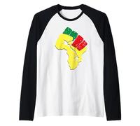 Storia Nera Camicia Pan Bandiera Africana Colori Resistere Pugno Maglia con Maniche Raglan
