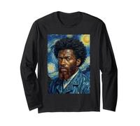 Storia Nera della Notte Stellata di Van Gogh Afro Americano Maglia a Manica