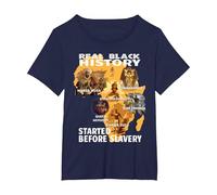 Storia Nera Prima della schiavitù Pan African Unity Melanin Pride Maglietta, Donna Plus-Size, Navy, 1X