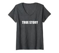 Storia Vera Maglietta con Collo a V, Donna, Grigio Scuro, L