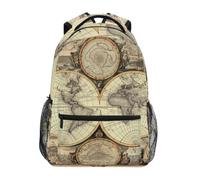 Storico Classico Zaino Scolastico per Ragazzi Ragazze,Borse per Libri e Studenti Alla Moda Mappa Del Mondo Vintage
