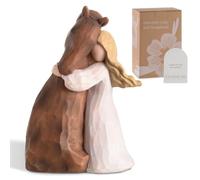 Storieme Regali per le donne: ragazza che abbraccia i cavalli dipinti a mano, statuette decorative regalo commemorativo per gli amanti dei cavalli, ragazze adolescenti