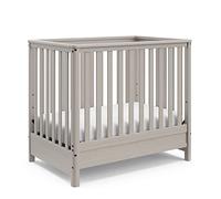 Storkcraft Mini culla convertibile 5 in 1 con materasso spesso 7 cm con rivestimento impermeabile, convertibile in letto singolo, finitura atossica, nebbia spazzolata
