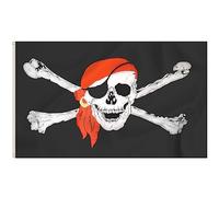 Storm&Lighthouse Bandiera pirata con bandana rossa teschio e ossa incrociate Jolly Roger bandiera pirata bandana bandiere 1,5 x 0,9 m con occhielli decorazione per feste pirata forniture per feste