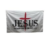 Stormflag Gesù Cristo, la cosa reale, la via, la verità, la vita, 90 x 150 cm, poliestere da 90 g con occhielli cuciti con doppio ago.