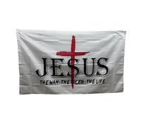 Stormflag Jesus The Way Truth Life Flag 90 x 150 cm Bandiera di Gesù 0,9 x 1,5 m colori vivaci e a prova di sbiadimento, poliestere 90 g con due occhielli e doppia cucitura