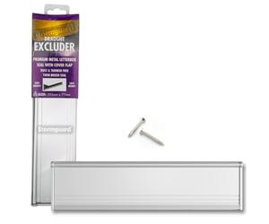 STORMGUARD, Feritoia per le lettere in metallo, con setole protettive e sportello ribaltabile, Dimensioni esterne 293 mm x 77 mm (apertura interna 256 mm x 46 mm), Grigio (silber) - 06SR0310000A